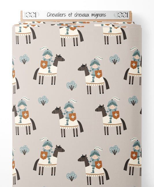 Tissu - Chevaliers et chevaux mignons