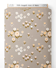 Tissu - Petits bouquets roses et blancs