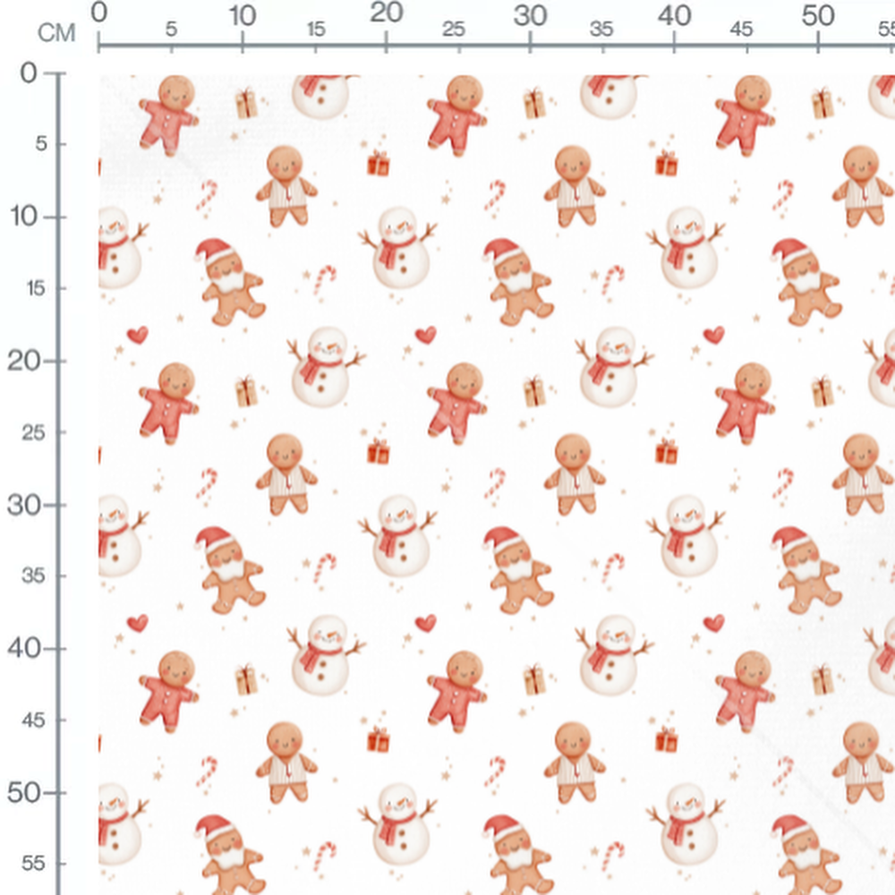 Tissu - Bonshommes pain d'épices et neige