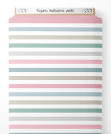 Tissu - Rayures multicolores pastel