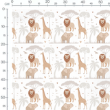 Tissu - Animaux et arbres sur blanc