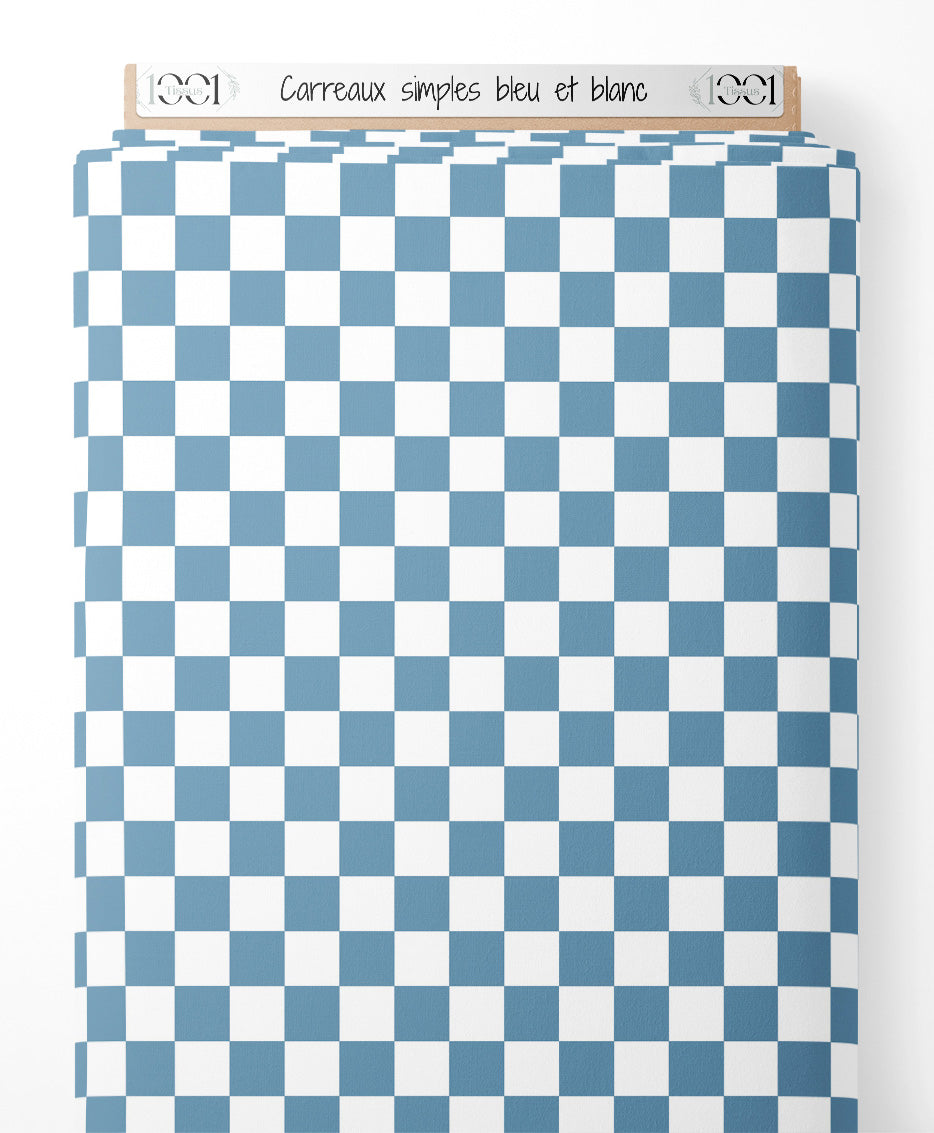 Tissu - Carreaux simples bleu et blanc
