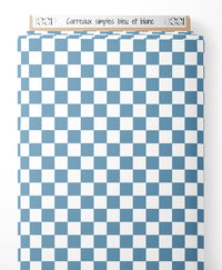 Tissu - Carreaux simples bleu et blanc