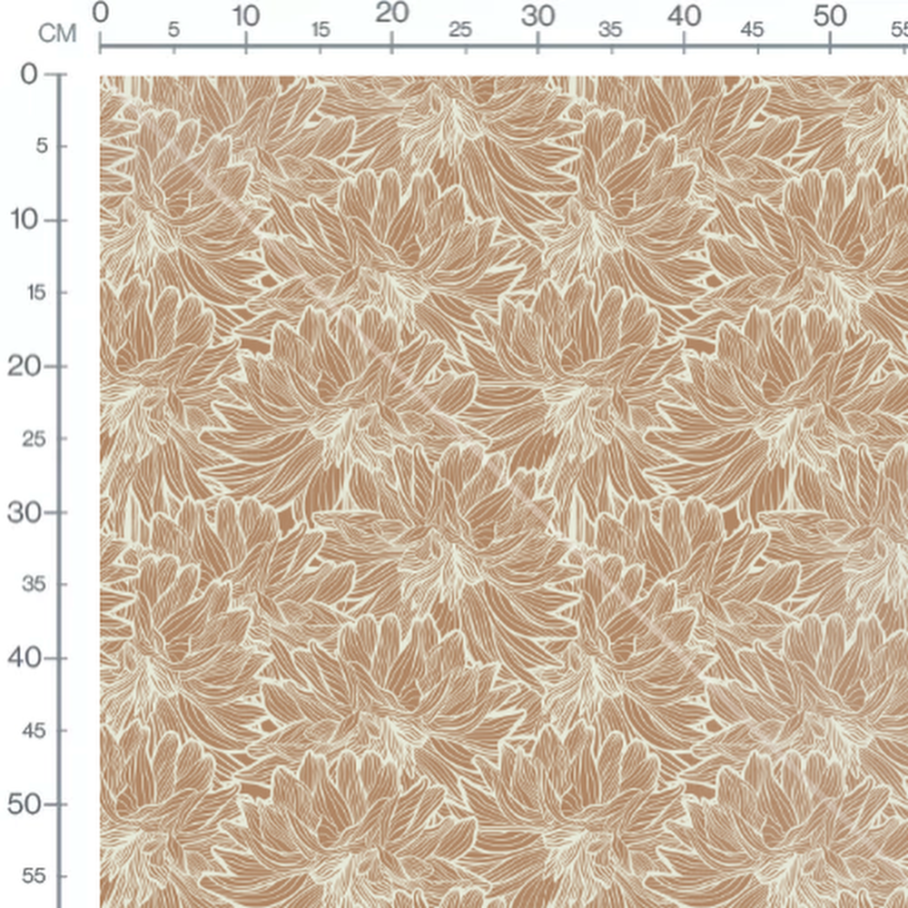 Tissu - Fleurs linéaires beige