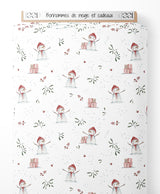 Tissu - Bonhommes de neige et cadeaux