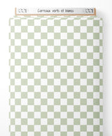 Tissu - Carreaux verts et blancs