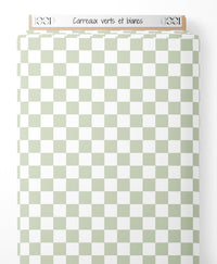 Tissu - Carreaux verts et blancs