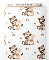 Tissu - Raton laveur et lapin câlin