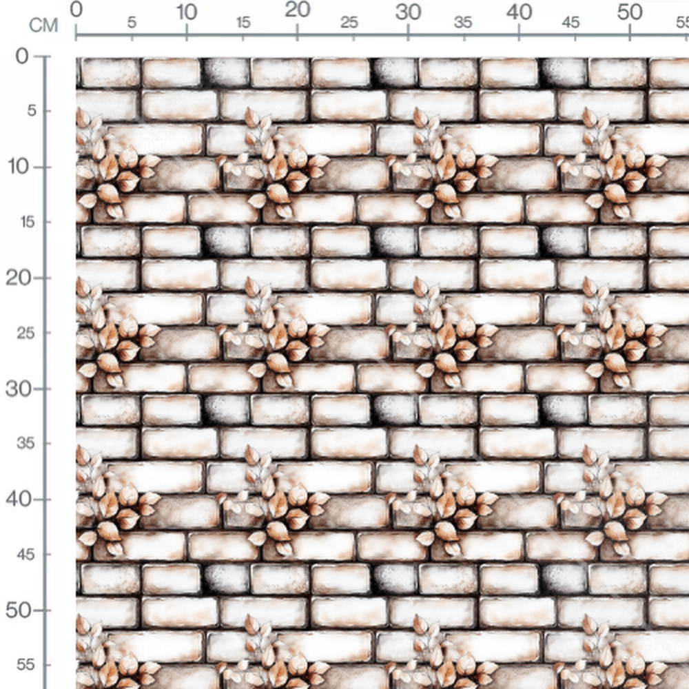 Tissu - Tissu mur de briques et feuilles