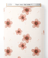 Tissu - Fleurs roses sur fond crème 4