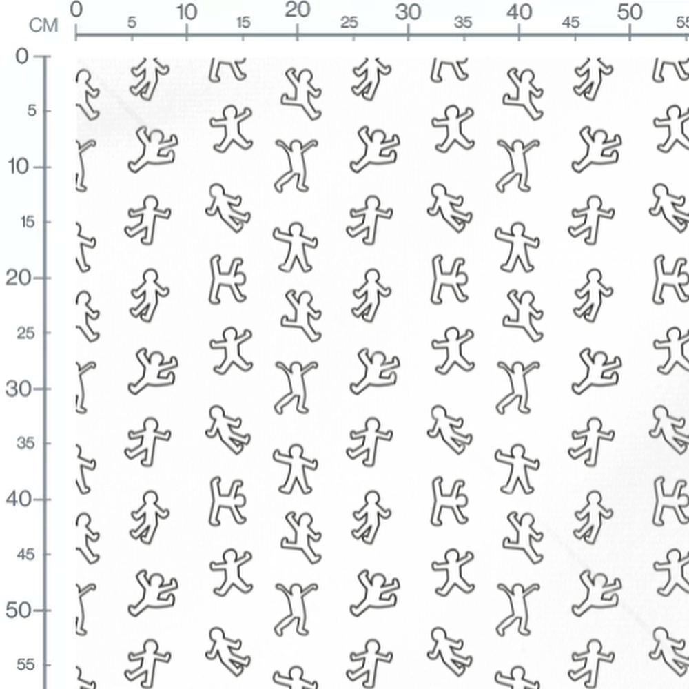 Tissu - Silhouettes noires sur blanc