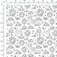 Tissu - Tissu Soleil Nuage Doodle