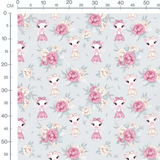 Tissu - Cochons et fleurs pastel