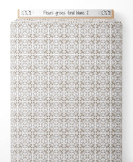 Tissu - Fleurs grises sur fond blanc 2