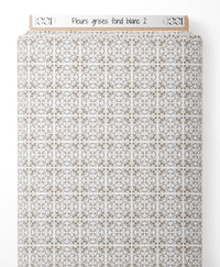 Tissu - Fleurs grises sur fond blanc 2