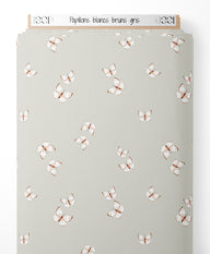 Tissu - Papillons blancs bruns gris