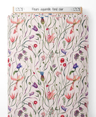 Tissu - Fleurs aquarelle fond clair