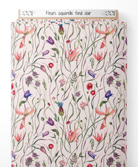 Tissu - Fleurs aquarelle fond clair