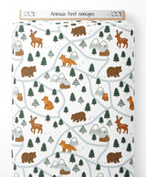 Tissu - Animaux forêt enneigée