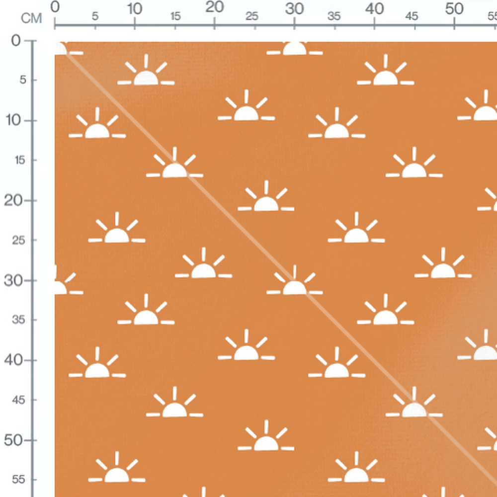 Tissu - Soleils blancs sur fond orange