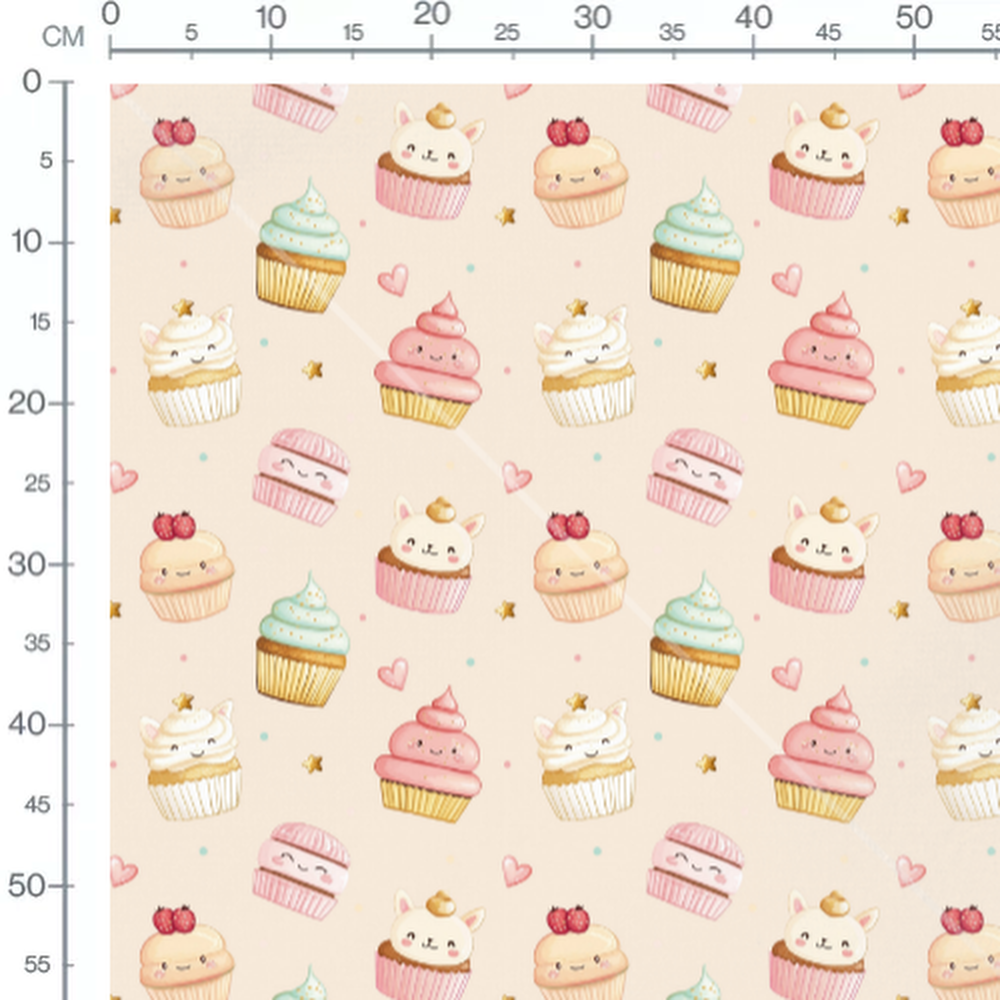 Tissu - Cupcakes et macarons adorables