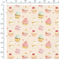 Tissu - Cupcakes et macarons adorables