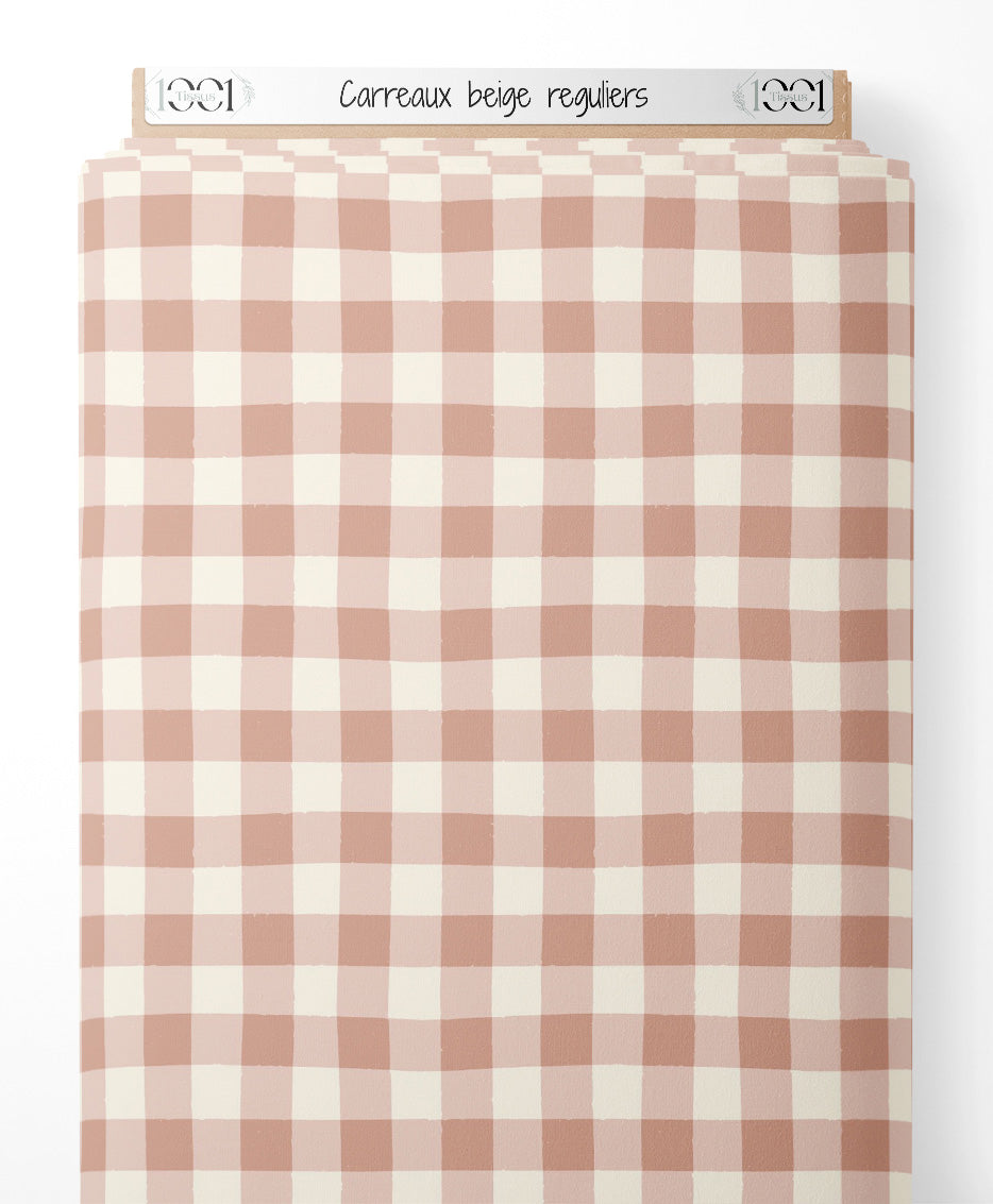 Tissu - Carreaux beige réguliers