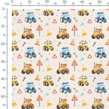 Tissu - Véhicules de chantier souriants