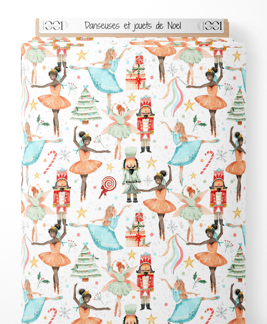 Tissu - Danseuses et jouets de Noël