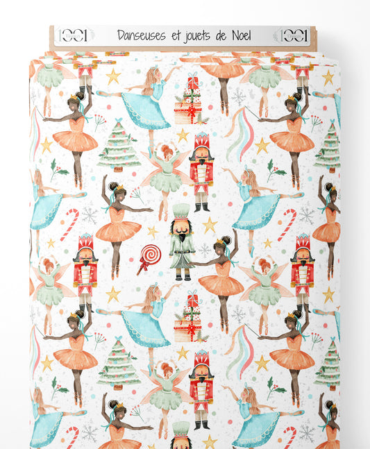 Tissu - Danseuses et jouets de Noël