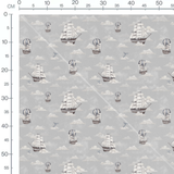 Tissu - Voiliers et nuages gris