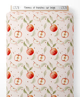 Tissu - Pommes et tranches sur beige