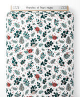 Tissu - Branches et fleurs rouges
