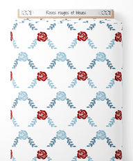 Tissu - Roses rouges et bleues