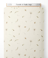 Tissu - Pissenlits et feuilles beige