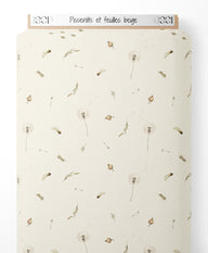Tissu - Pissenlits et feuilles beige