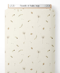 Tissu - Pissenlits et feuilles beige