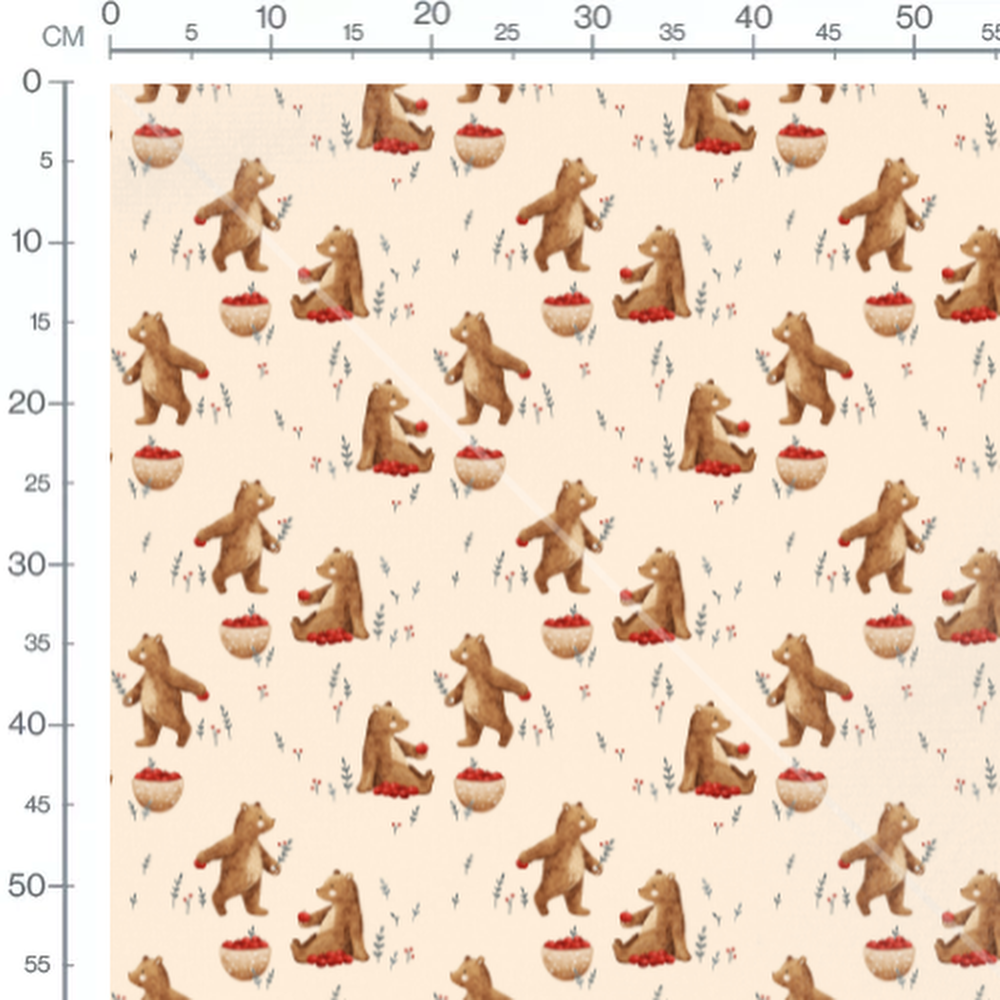 Tissu - Ours bruns sur fond beige 2