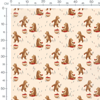 Tissu - Ours bruns sur fond beige 2