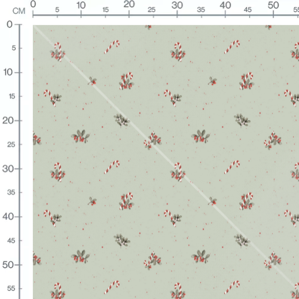 Tissu - Sucre d'orge et houx vert clair