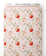 Tissu - Pommes et feuilles pastel
