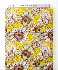 Tissu - Tournesols sur fond beige
