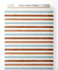 Tissu - Rayures bleues et marron
