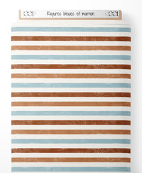 Tissu - Rayures bleues et marron