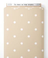 Tissu - Pois blancs sur beige circulaires