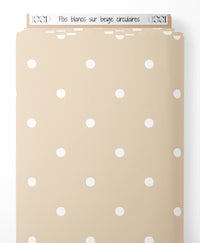 Tissu - Pois blancs sur beige circulaires