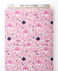 Tissu - Tigres roses et feuillage
