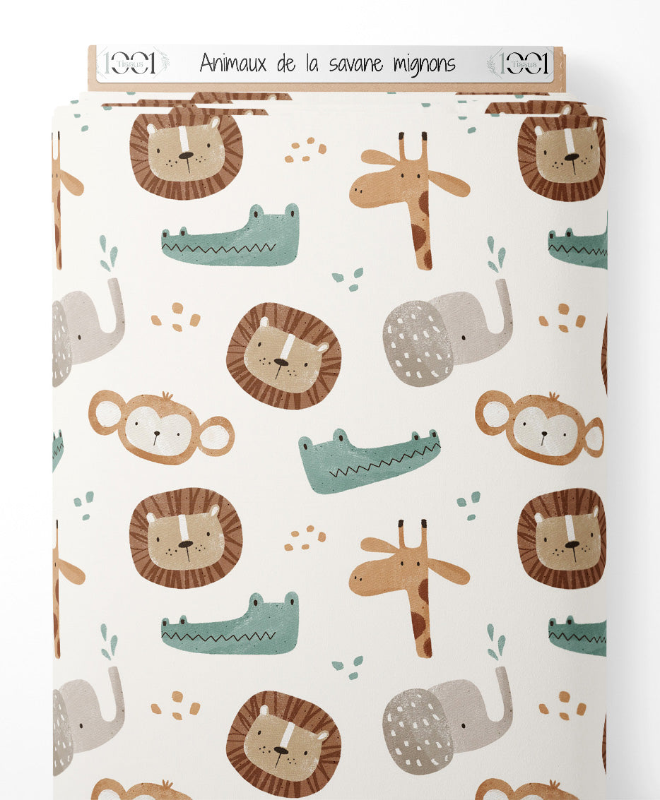 Tissu - Animaux de la savane mignons