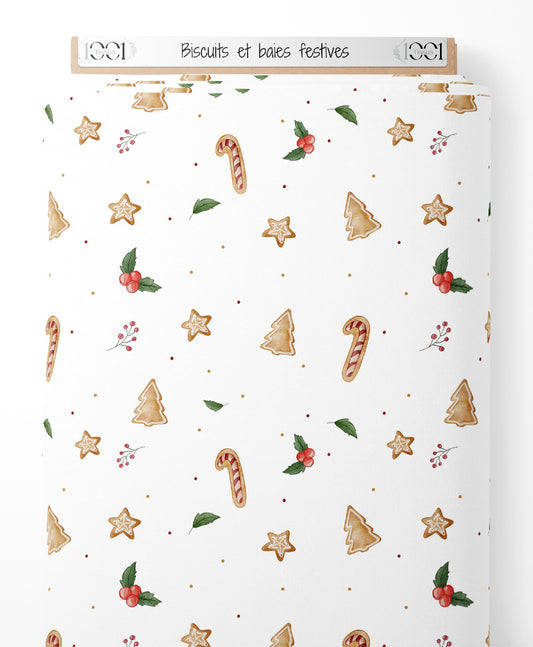 Tissu - Biscuits et baies festives