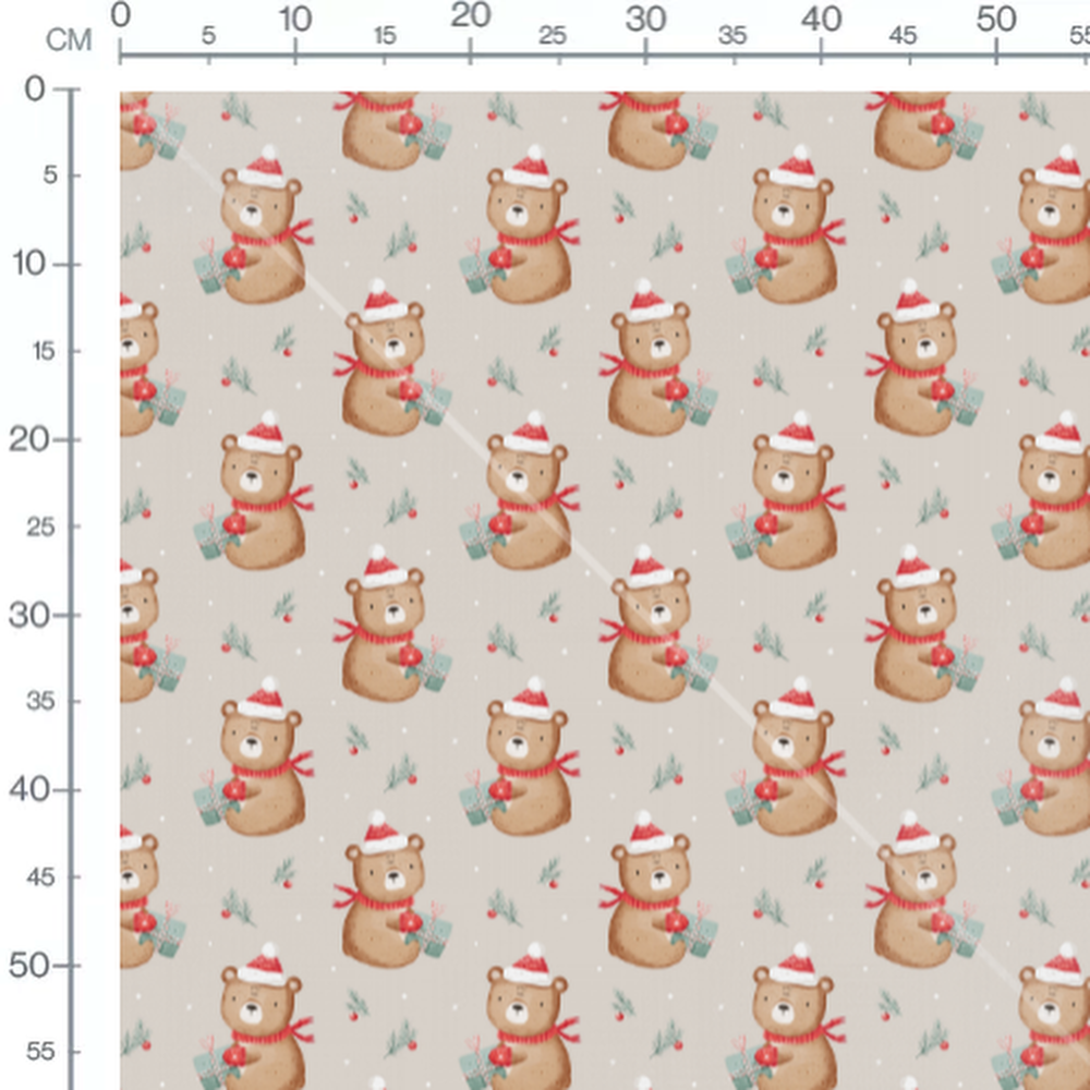 Tissu - Ours cadeaux et sapin